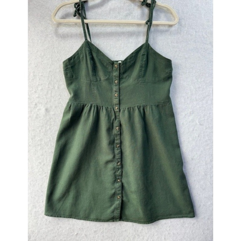 Aerie Corset Mini Dress M Button Boho Festival Linen Soft Cottagecore Minimalist